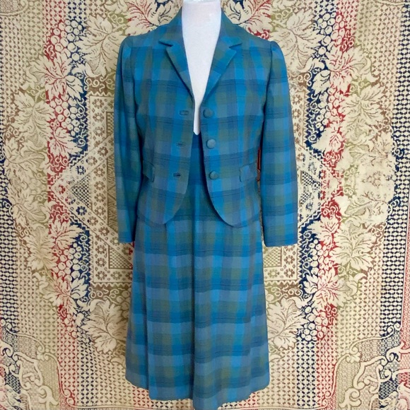 Vintage 60s Plaid Wool Dress & Blazer Tartan Authentic Tweeds of Nova Scotia - Picture 2 of 14